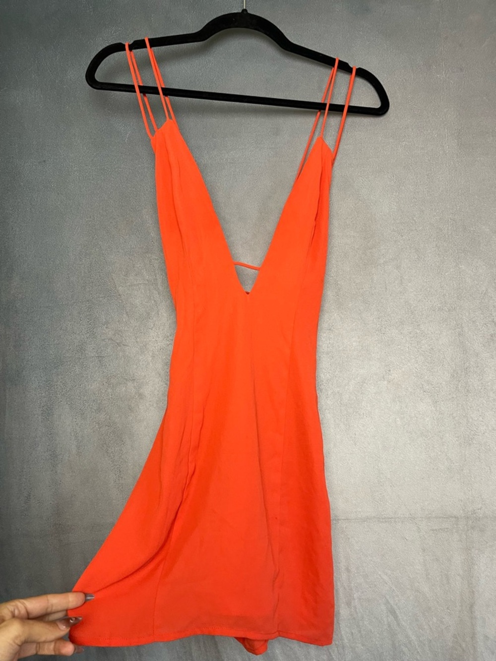 ASOS Bright Orange Double-Strap V-Neck Mini Dress